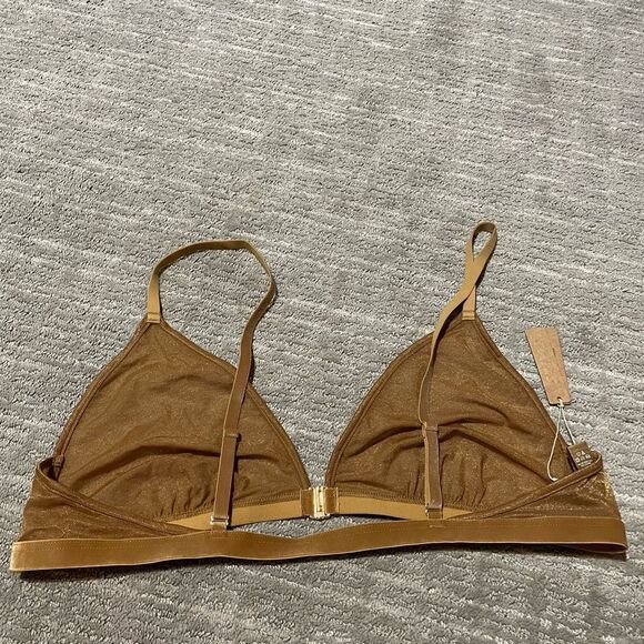 SKIMS Sparkle Glissenette Front Close Triangle Bralette Tan Brown Chai 3X NWT - Picture 2 of 9